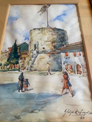 Coppia Acquerelli Firmati Anni '50