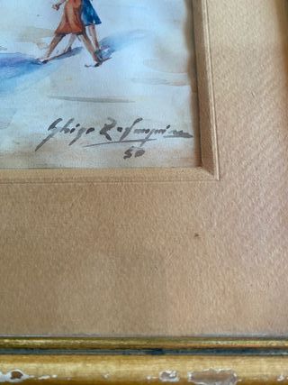 Coppia Acquerelli Firmati Anni '50