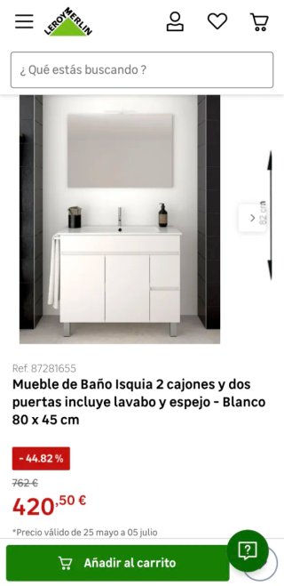 Mueble de baño con lavabo de porcelana y espejo