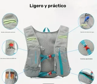 Mochila Ligera Running/Senderismo Gris/Turquesa