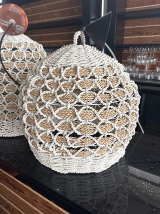 Set 4 Lámparas Colgantes Yute/Mimbre