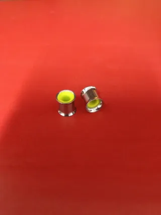 Túneles para orejas plata y verde