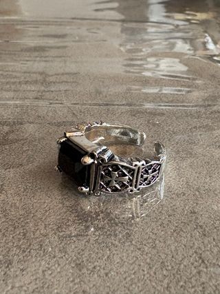 Anello Argento Onice Nero Misura Regolabile