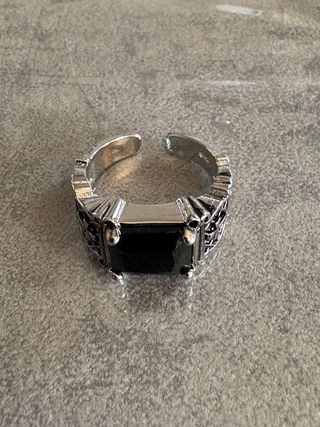 Anello Argento Onice Nero Misura Regolabile