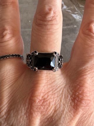 Anello Argento Onice Nero Misura Regolabile