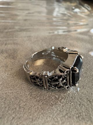 Anello Argento Onice Nero Misura Regolabile