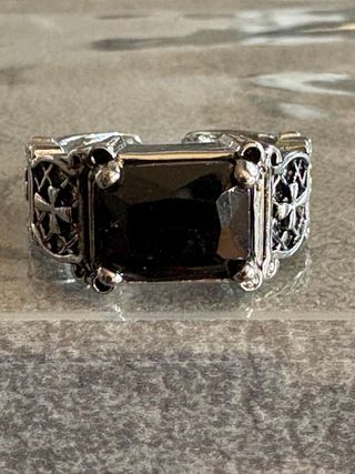 Anello Argento Onice Nero Misura Regolabile