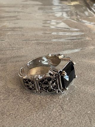 Anello Argento Onice Nero Misura Regolabile