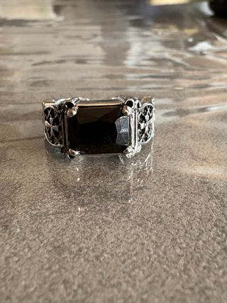 Anello Argento Onice Nero Misura Regolabile