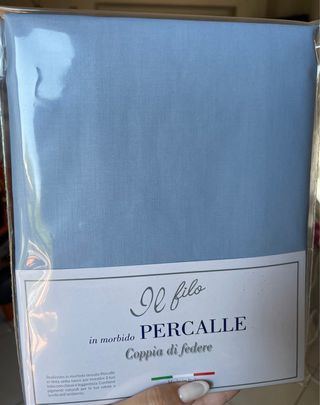 Coppia federe percalle azzurre