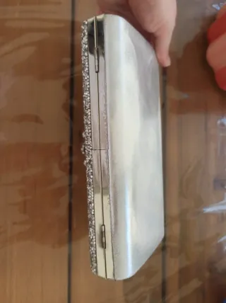 Bolso de fiesta Shein plateado con pedrería