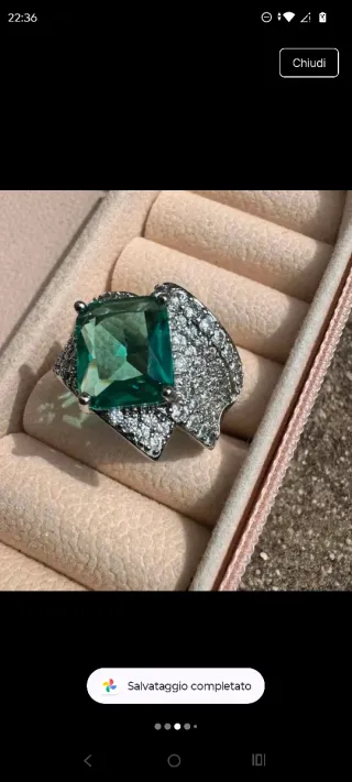 Anello Argento 925 Pietra Verde Blu