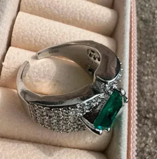 Anello Argento 925 Pietra Verde Blu