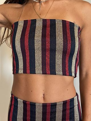 Completo Zara S righe oro, rosso