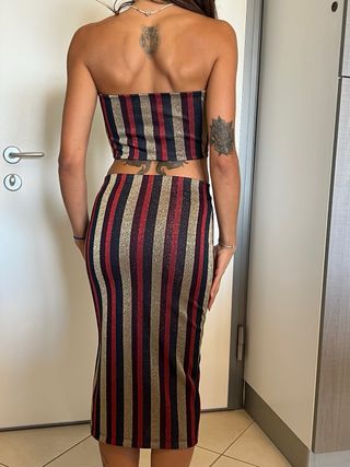 Completo Zara S righe oro, rosso