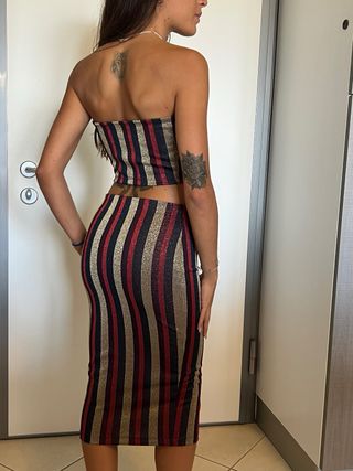 Completo Zara S righe oro, rosso