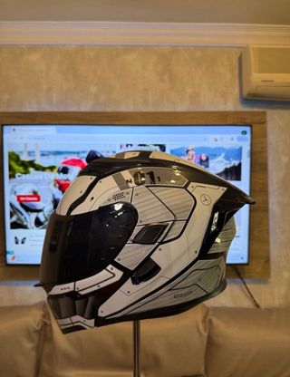 Casco Moto Blanco Talla M con Intercomunicador
