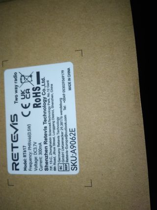 6x Retevis RT617 Walkie Talkie con Caricabatterie