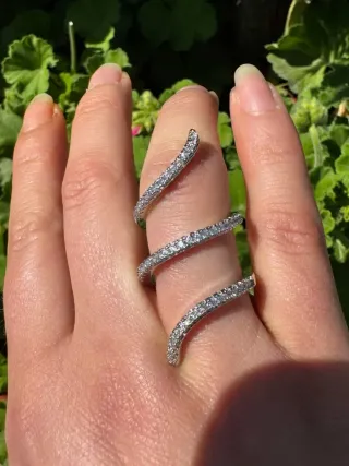 Anello Argento 925 Nuovo Elegante brillantini serp