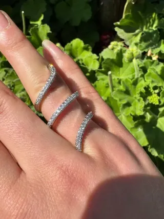 Anello Argento 925 Nuovo Elegante brillantini serp