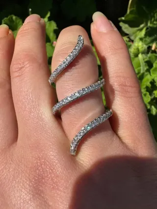 Anello Argento 925 Nuovo Elegante brillantini serp