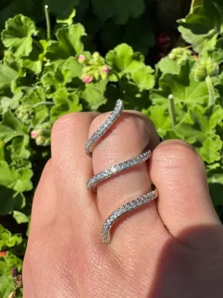Anello Argento 925 Nuovo Elegante brillantini serp