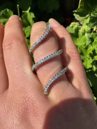 Anello Argento 925 Nuovo Elegante brillantini serp