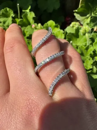 Anello Argento 925 Nuovo Elegante brillantini serp