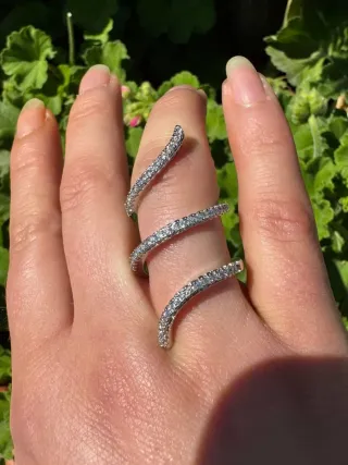 Anello Argento 925 Nuovo Elegante brillantini serp