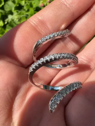 Anello Argento 925 Nuovo Elegante brillantini serp