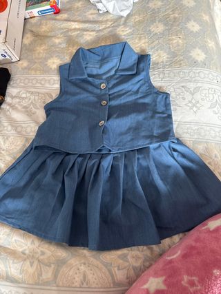 Conjunto falda y chaleco vaquero niña 5 años