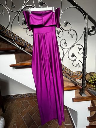 Vestido buganvilla largo sin tirantes