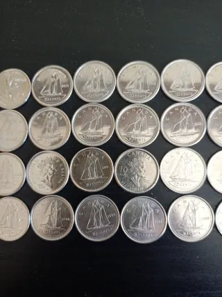 Serie di Monete 10 Centesimi Canada 1992-2017