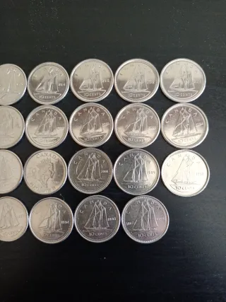 Serie di Monete 10 Centesimi Canada 1992-2017
