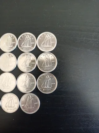 Serie di Monete 10 Centesimi Canada 1992-2017