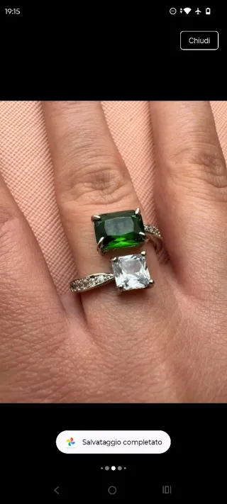 Anello Argento 925 con Pietra Verde