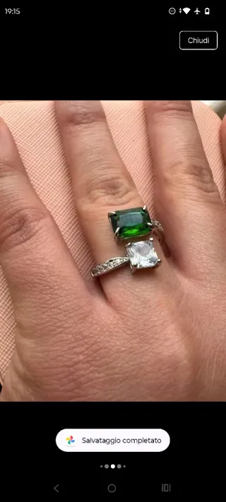 Anello Argento 925 con Pietra Verde
