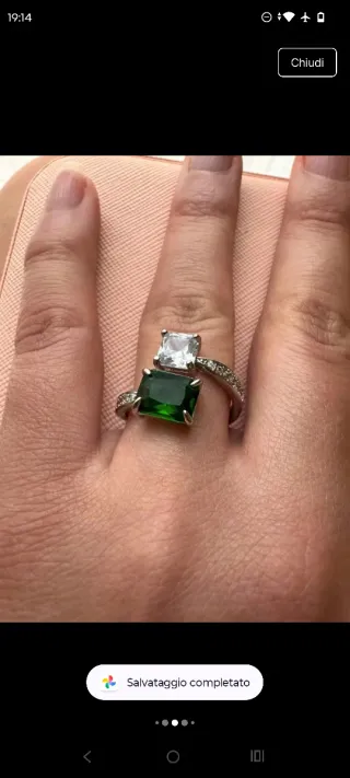 Anello Argento 925 con Pietra Verde