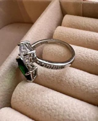Anello Argento 925 con Pietra Verde