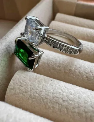 Anello Argento 925 con Pietra Verde