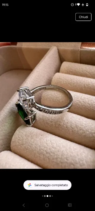 Anello Argento 925 con Pietra Verde