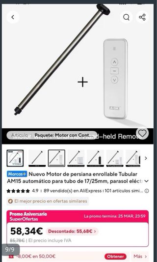 Motor para estor con mando a distancia
