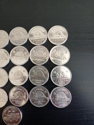 Serie di monete da 5 centesimi del Canada 1997-2017