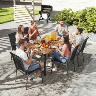 Juego 6 Sillas Jardín Exterior Negras