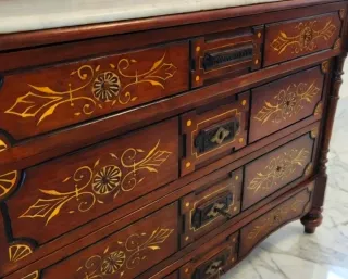 Mueble Antiguo Coleccionista Madera Mármol