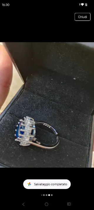 Anello Argento 925 con Zirconi Blu nuovo bellissim