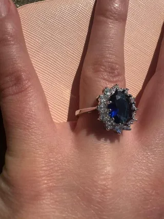 Anello Argento 925 con Zirconi Blu nuovo bellissim
