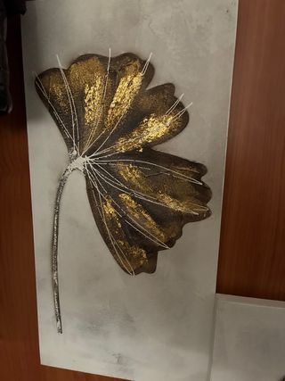Set 3 Cuadros Decorativos Flor Dorada