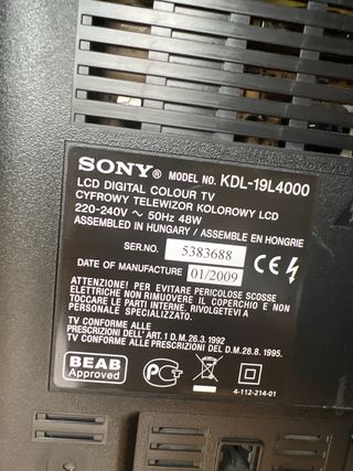 TV Sony Bravia KDL-19L4000