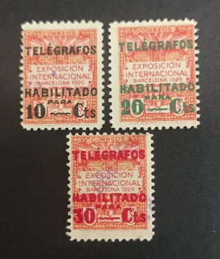 Sellos Telégrafos Exposición Internacional Barcelo